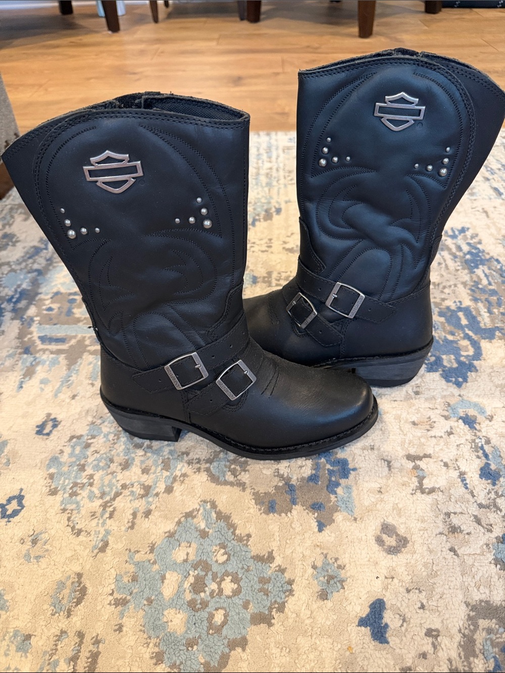 NWOT Harley-Davidson Black Leather Boots with Stud Accents